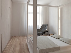 Stolarska II - Średnia biała sypialnia, styl minimalistyczny - zdjęcie od KONZEPT Architekci