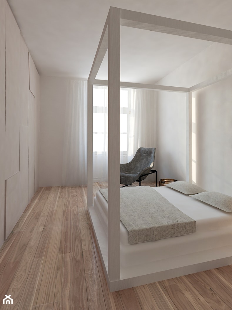 Stolarska II - Średnia biała sypialnia, styl minimalistyczny - zdjęcie od KONZEPT Architekci - Homebook