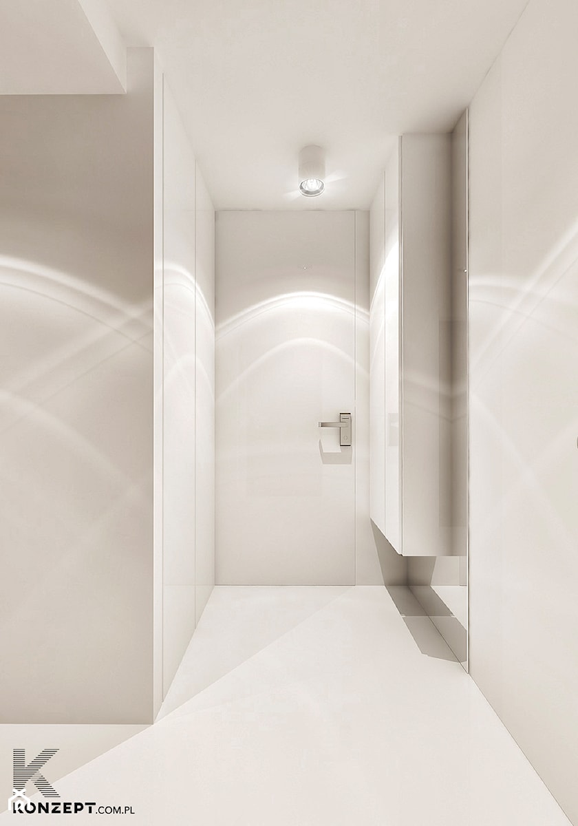 Grzegórzecka II - Mały biały hol / przedpokój, styl minimalistyczny - zdjęcie od KONZEPT Architekci