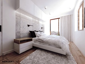 Grzegórzecka - Średnia biała szara sypialnia, styl minimalistyczny - zdjęcie od KONZEPT Architekci