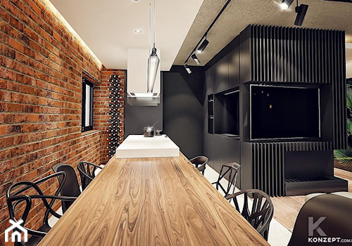 Rezydencja w Warszawie - Duża czarna jadalnia w salonie, styl nowoczesny - zdjęcie od KONZEPT Architekci