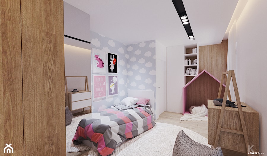 Tarnów - Średni biały szary pokój dziecka dla dziecka dla chłopca dla dziewczynki - zdjęcie od KONZEPT Architekci