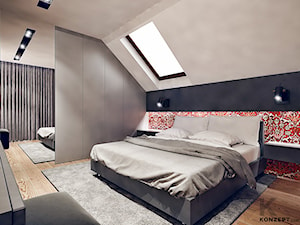 Masłomiąca - Średnia sypialnia na poddaszu, styl minimalistyczny - zdjęcie od KONZEPT Architekci