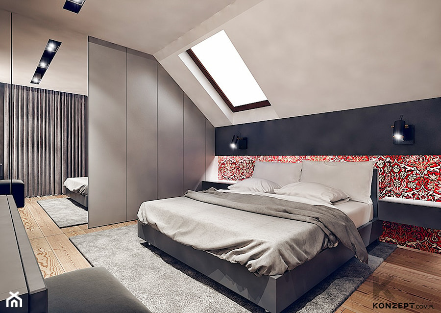 Masłomiąca - Średnia sypialnia na poddaszu, styl minimalistyczny - zdjęcie od KONZEPT Architekci