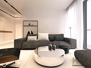 Pilotów - Mały biały salon, styl minimalistyczny - zdjęcie od KONZEPT Architekci