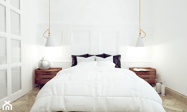Biała sypialnia w stylu minimalistycznym