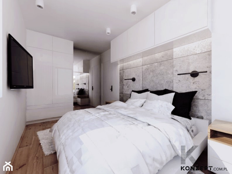 Grzegórzecka - Średnia biała sypialnia, styl minimalistyczny - zdjęcie od KONZEPT Architekci