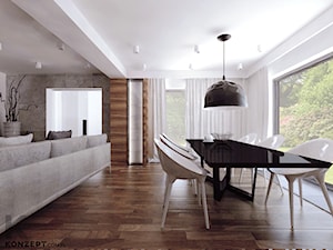 Cechowa - Duża biała jadalnia w salonie, styl minimalistyczny - zdjęcie od KONZEPT Architekci