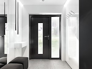 Rzeszotary - Średni z wieszakiem biały czarny hol / przedpokój, styl minimalistyczny - zdjęcie od KONZEPT Architekci