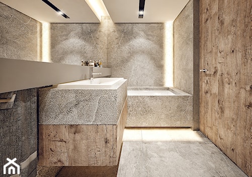 Ruczaj - Średnia na poddaszu bez okna łazienka, styl nowoczesny - zdjęcie od KONZEPT Architekci