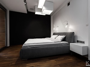 Miodowa Kraków - Średnia biała czarna sypialnia, styl minimalistyczny - zdjęcie od KONZEPT Architekci
