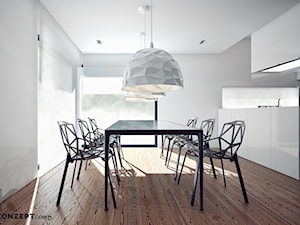 Rzeszotary - Duża biała jadalnia w kuchni, styl minimalistyczny - zdjęcie od KONZEPT Architekci