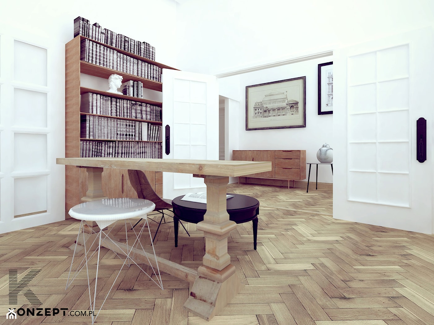 Stolarska II - Duże białe biuro, styl tradycyjny - zdjęcie od KONZEPT Architekci - Homebook