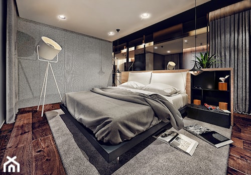 Ruczaj - Duża szara sypialnia, styl nowoczesny - zdjęcie od KONZEPT Architekci