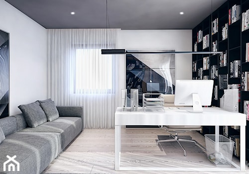 Bochnia - Średnie w osobnym pomieszczeniu z sofą szare biuro - zdjęcie od KONZEPT Architekci