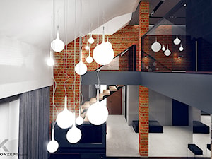 Masłomiąca - Schody jednobiegowe drewniane metalowe, styl minimalistyczny - zdjęcie od KONZEPT Architekci