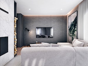 Bochnia - Średni biały szary salon - zdjęcie od KONZEPT Architekci