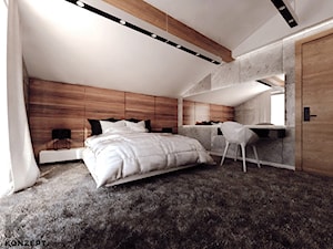 Cechowa - Średnia szara sypialnia na poddaszu, styl minimalistyczny - zdjęcie od KONZEPT Architekci