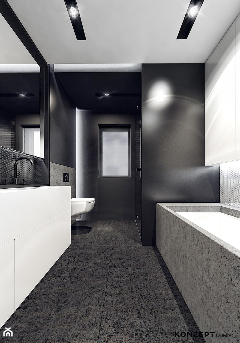 Rzeszotary - Średnia na poddaszu łazienka z oknem, styl minimalistyczny - zdjęcie od KONZEPT Architekci