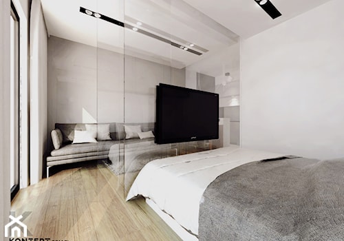 Angel Wawel III - Mała biała szara sypialnia, styl nowoczesny - zdjęcie od KONZEPT Architekci
