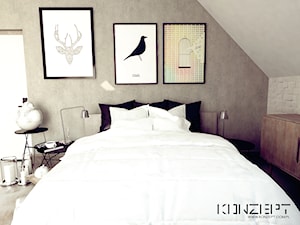Longinusa - Średnia szara sypialnia na poddaszu, styl nowoczesny - zdjęcie od KONZEPT Architekci