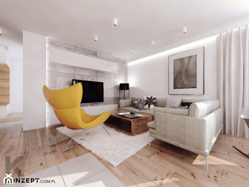 Grzegórzecka - Średni biały salon, styl minimalistyczny - zdjęcie od KONZEPT Architekci