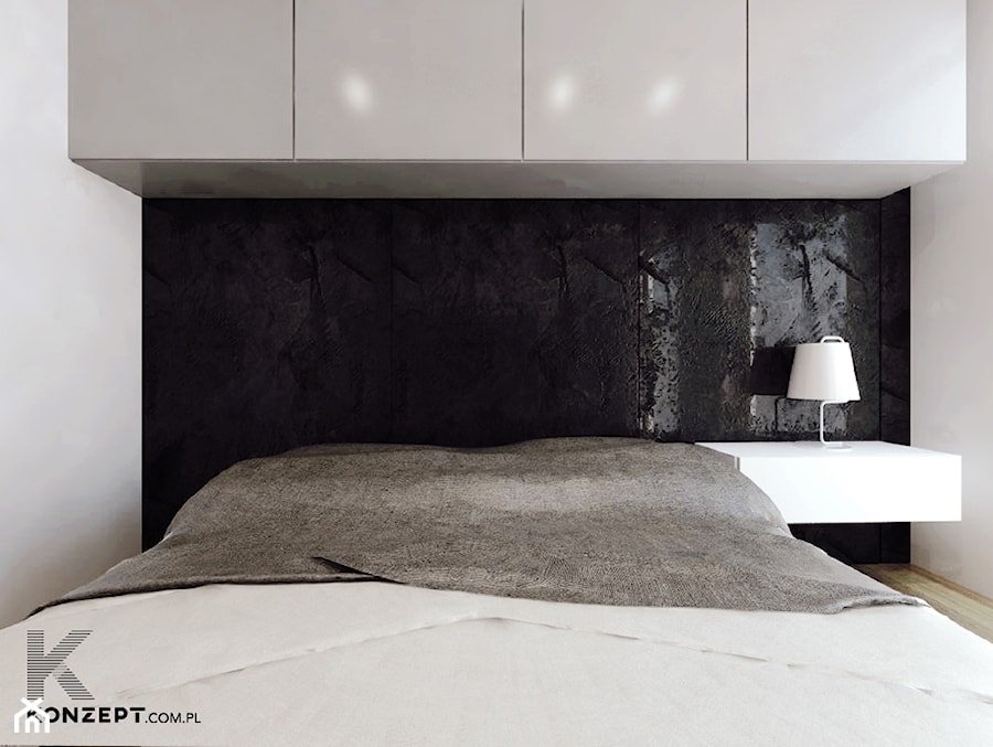 Angel Wawel III - Mała biała czarna sypialnia, styl nowoczesny - zdjęcie od KONZEPT Architekci