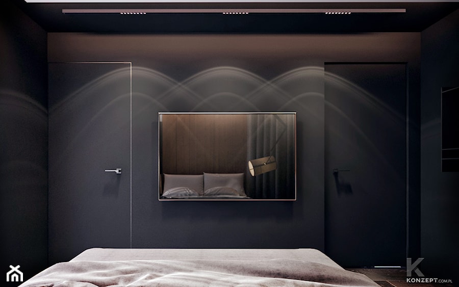 Wieliczka - Średnia czarna sypialnia, styl nowoczesny - zdjęcie od KONZEPT Architekci