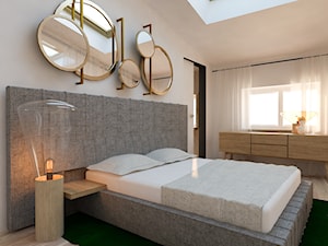 Stolarska II - Średnia biała sypialnia na poddaszu, styl minimalistyczny - zdjęcie od KONZEPT Architekci