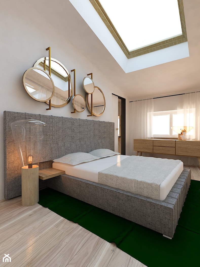Stolarska II - Średnia biała sypialnia na poddaszu, styl minimalistyczny - zdjęcie od KONZEPT Architekci - Homebook