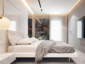 Chojnice - Duża biała szara sypialnia - zdjęcie od KONZEPT Architekci