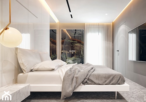 Chojnice - Duża biała szara sypialnia - zdjęcie od KONZEPT Architekci