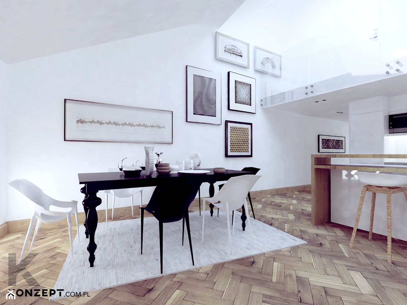 Stolarska II - Duża biała jadalnia w kuchni, styl tradycyjny - zdjęcie od KONZEPT Architekci - Homebook