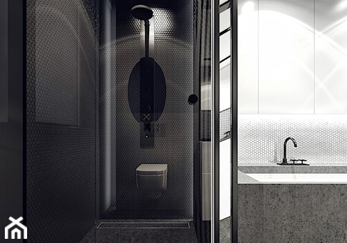 Rzeszotary - Mała na poddaszu bez okna łazienka, styl minimalistyczny - zdjęcie od KONZEPT Architekci