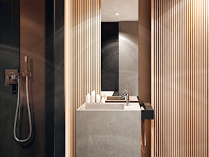 Chojnice - Mała na poddaszu bez okna z lustrem łazienka - zdjęcie od KONZEPT Architekci