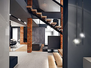 Masłomiąca - Schody jednobiegowe drewniane metalowe, styl minimalistyczny - zdjęcie od KONZEPT Architekci