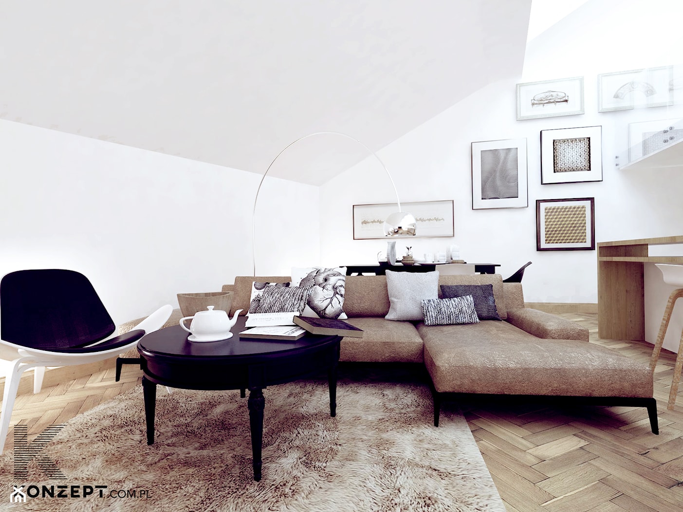 Stolarska II - Średni biały salon z jadalnią, styl tradycyjny - zdjęcie od KONZEPT Architekci - Homebook