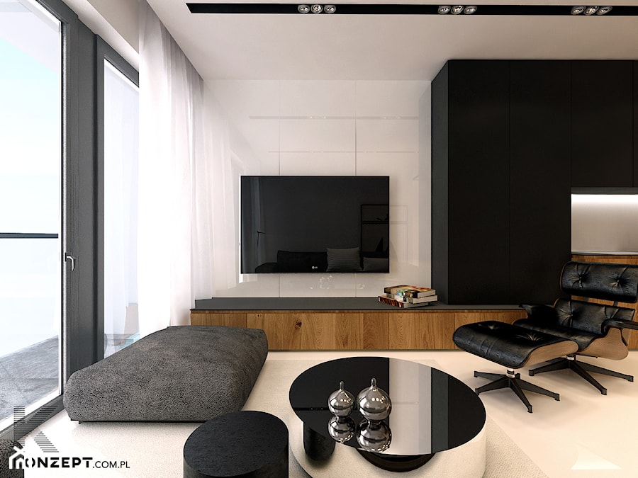 Pilotów - Mały salon, styl minimalistyczny - zdjęcie od KONZEPT Architekci