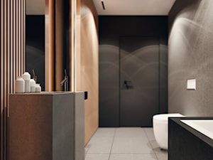 Chojnice - Średnia na poddaszu bez okna z lustrem łazienka - zdjęcie od KONZEPT Architekci