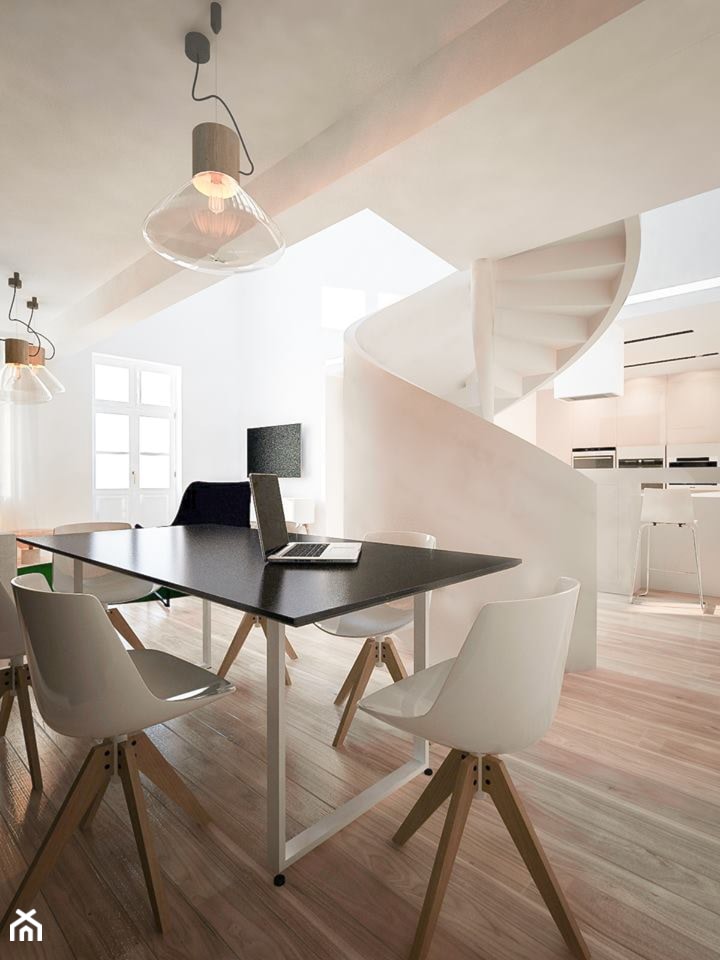 Stolarska II - Średnia biała jadalnia w salonie, styl minimalistyczny - zdjęcie od KONZEPT Architekci - Homebook