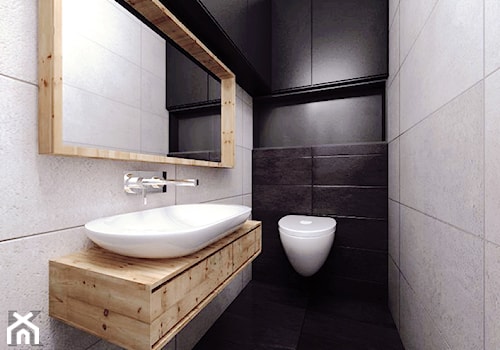 Cechowa - Mała na poddaszu z lustrem łazienka, styl minimalistyczny - zdjęcie od KONZEPT Architekci