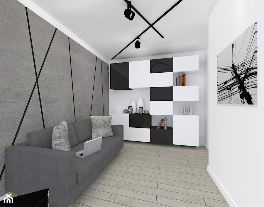 Monochromatyczny apartament 108m2 - Biuro, styl minimalistyczny - zdjęcie od Łukasz Milewski Architekt