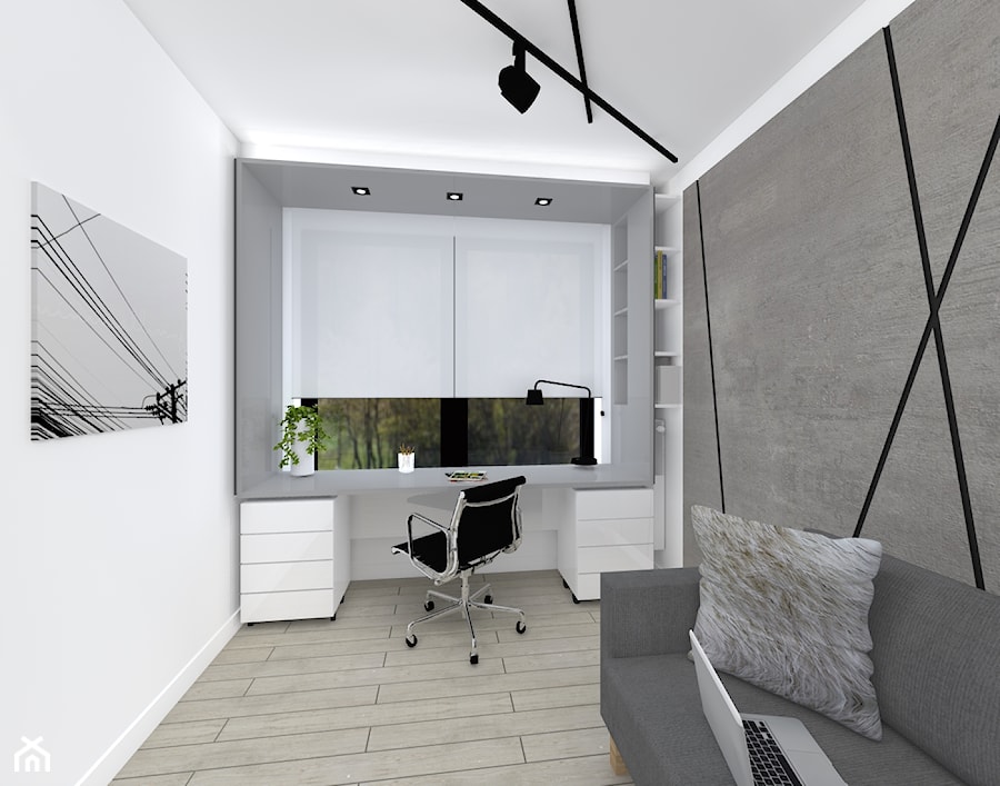 Monochromatyczny apartament 108m2 - Biuro, styl minimalistyczny - zdjęcie od Łukasz Milewski Architekt