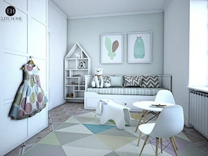 POKÓJ DZIECI - Średni biały miętowy pokój dziecka dla dziecka dla dziewczynki, styl skandynawski - zdjęcie od ELITE HOME