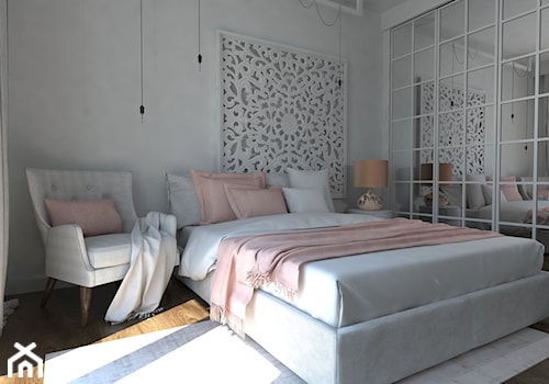Mieszkanie pokazowe nr2 przy ul. Sikorskiego w Legionowie - Mała biała sypialnia, styl skandynawski - zdjęcie od ELITE HOME