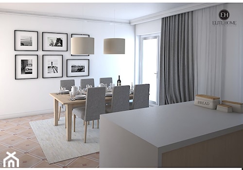 Średnia szara jadalnia jako osobne pomieszczenie, styl skandynawski - zdjęcie od ELITE HOME