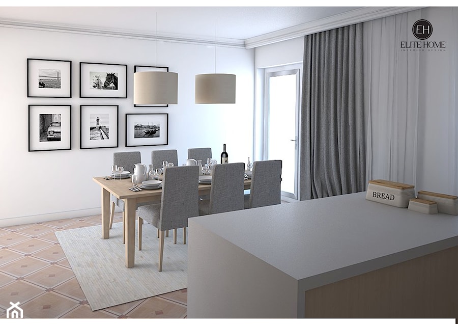 Średnia szara jadalnia jako osobne pomieszczenie, styl skandynawski - zdjęcie od ELITE HOME