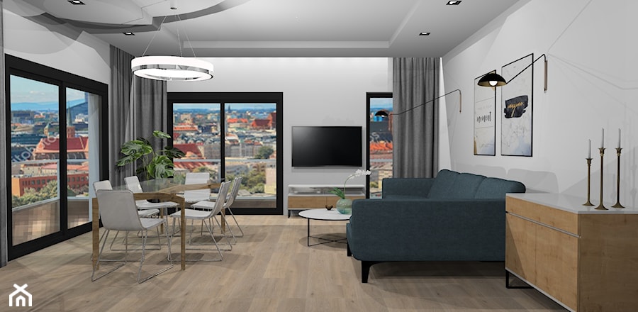 Jasny, elegancki apartament na 7 piętrze we Wrocławskim apartamentowcu - Salon - zdjęcie od Katarzyna Krawczyszyn