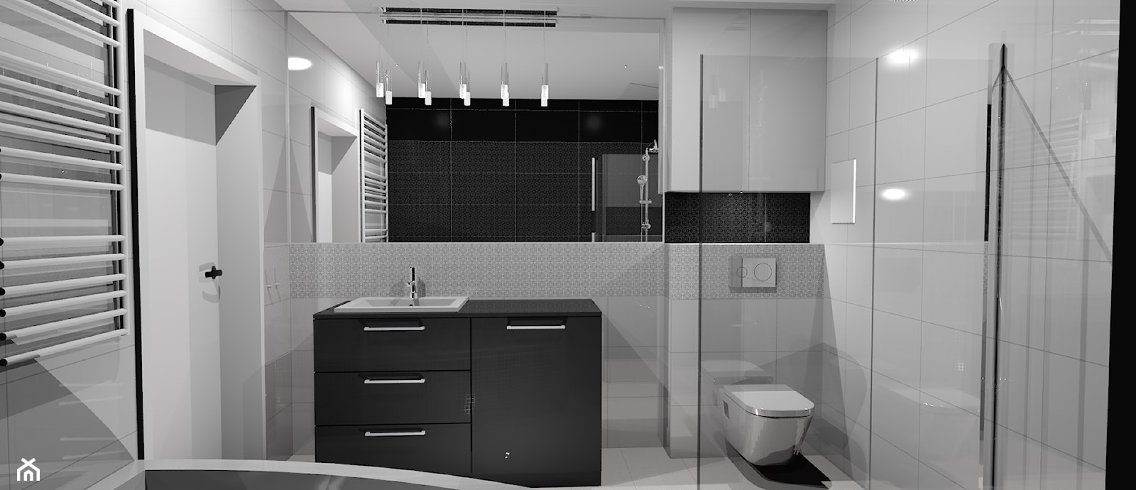 Nowoczesna łazienka Black&White - Łazienka - zdjęcie od Katarzyna Krawczyszyn - Homebook