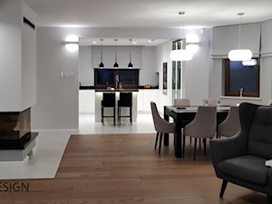 Dom Borkowo - Średni biały szary salon z kuchnią z jadalnią - zdjęcie od Art-Design Karol Jurczyk